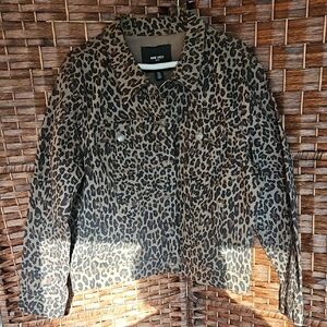 Nine West Leopard Print Jean Jacket in Brown and Black